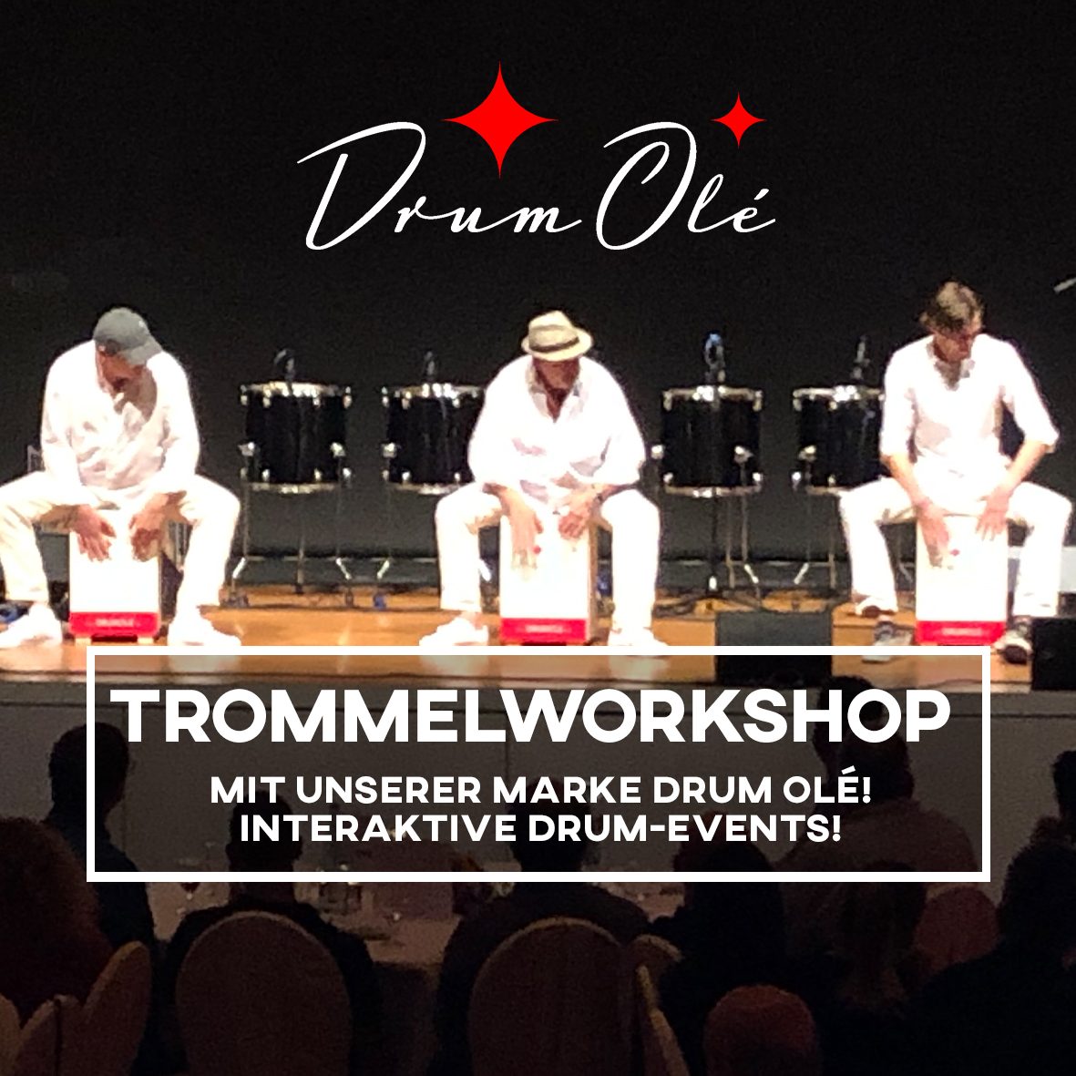 Teamevents, Teambuilding, Location, Dinnershow (Quadrat-Button) Trommelworkshop mit Drum Ole